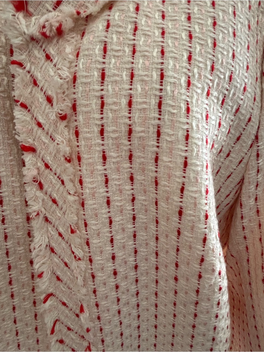 Anne Klein Soft Pink Textured Long Coat with Subtle Red Accents - Picture 14 of 16